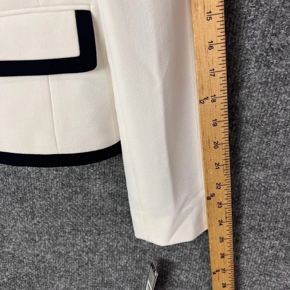 NEW Tahari Blazer Womens 6 White Contrast Trim Shawl Collar Career Jacket - Picture 7 of 12